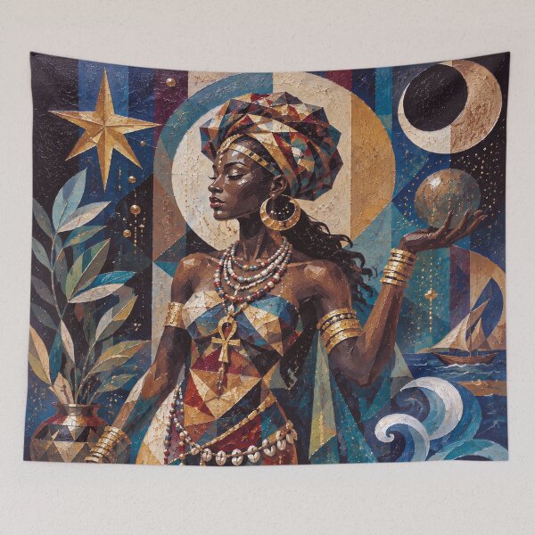 Item preview, Afrekete, African Goddess of the Sea painting designed and sold by GalleryKauffeld.