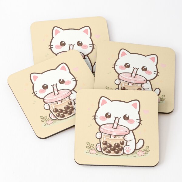 Item preview, Cute Boba Cat Kawaii Chibi Bubble Tea Illustration designed and sold by ZyloPrints.