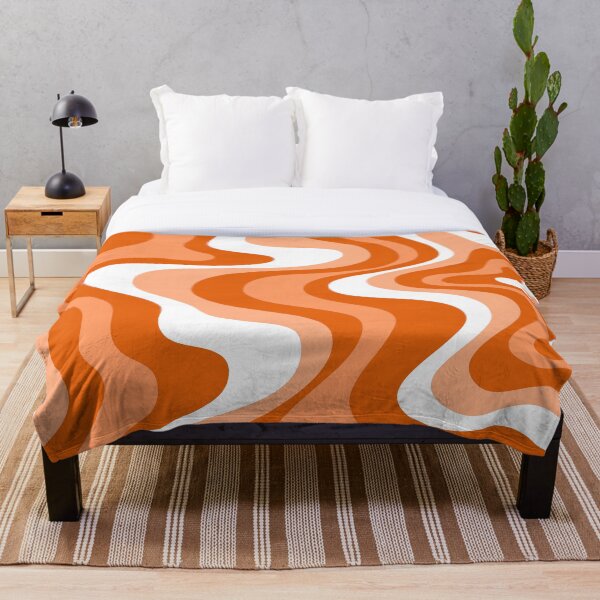 Aperçu de l'œuvre Liquid Swirl Retro Abstract dans des tons orangés, crème et blanc créée et vendue par Differenceee.