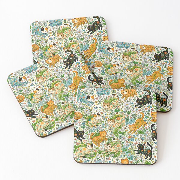 Item preview, Whimsical Wildflower Cats Seamless Pattern designed and sold by Iampoji.
