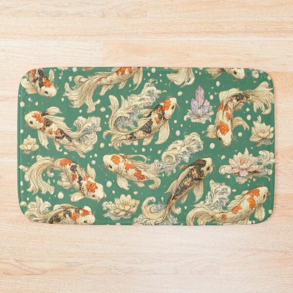 Item preview, Japanese Koi Fish Seamless Pattern | Traditional Sakura & Ocean Waves Botanical Illustration designed and sold by AvalonTshirts.