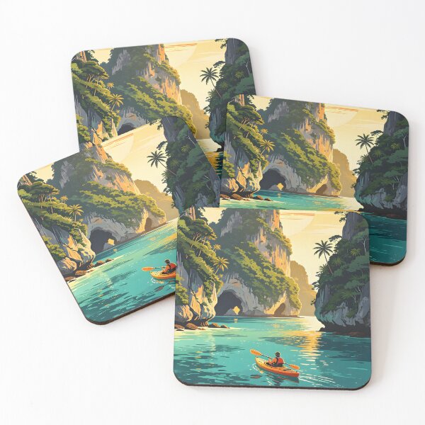Item preview, Phang Nga Bay Sea Cave Thailand Kayak Adventures – Retro Sunset Series designed and sold by Spirit of Siam.