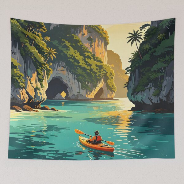 Item preview, Phang Nga Bay Sea Cave Thailand Kayak Adventures – Retro Sunset Series designed and sold by Spirit of Siam.