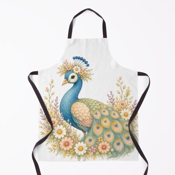 Item preview, Cute Floral Peacock Cottagecore Pastel Botanical Illustration designed and sold by ChubbyGoong.