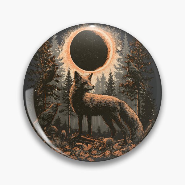 Item preview, Fox Under Eclipse – Vintage Dark Woodland Gothic Design designed and sold by KAM-KAM-STORE.