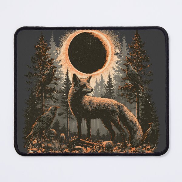 Item preview, Fox Under Eclipse – Vintage Dark Woodland Gothic Design designed and sold by KAM-KAM-STORE.
