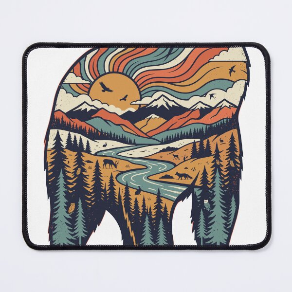 Item preview, Retro Bear Mountain Wildlife Landscape T-Shirt designed and sold by GlobuddyStore.
