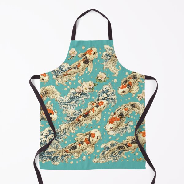 Item preview, Japanese Koi Fish Seamless Pattern | Traditional Sakura & Ocean Waves Botanical Illustration designed and sold by AvalonTshirts.