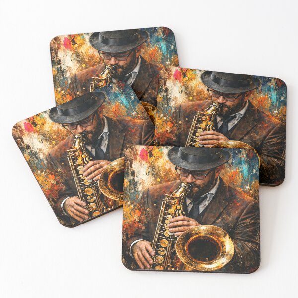 Item preview, Soulful Jazz Saxophonist – Colorful Abstract Musician Art Print designed and sold by Kaleidoscope Print.