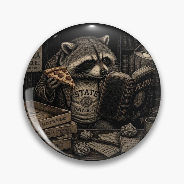 Item preview, Dark Academia Funny Raccoon Jimothy Free Pizza Existential Dread Student Art designed and sold by thoughtswear.