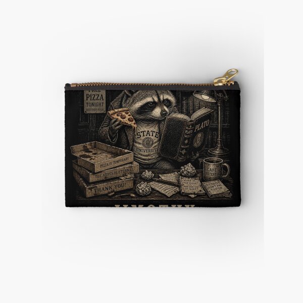 Item preview, Dark Academia Funny Raccoon Jimothy Free Pizza Existential Dread Student Art designed and sold by thoughtswear.