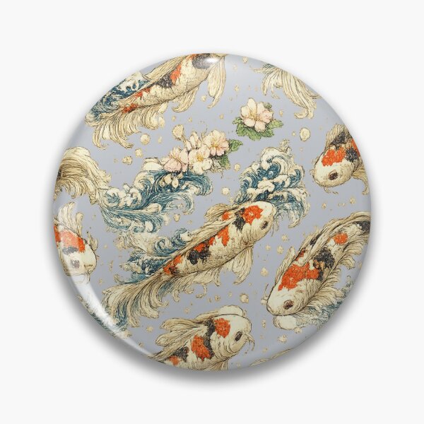 Item preview, Japanese Koi Fish Seamless Pattern | Traditional Sakura & Ocean Waves Botanical Illustration designed and sold by AvalonTshirts.
