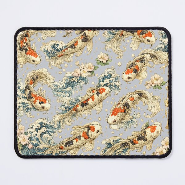 Item preview, Japanese Koi Fish Seamless Pattern | Traditional Sakura & Ocean Waves Botanical Illustration designed and sold by AvalonTshirts.
