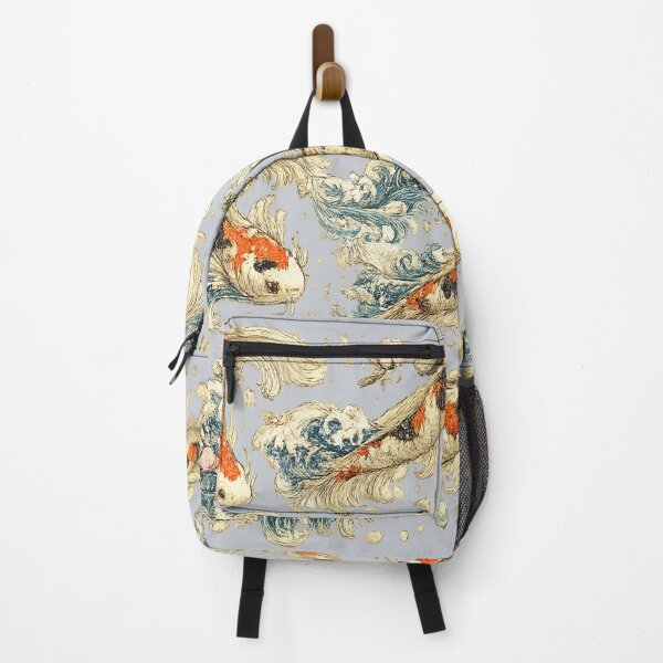 Item preview, Japanese Koi Fish Seamless Pattern | Traditional Sakura & Ocean Waves Botanical Illustration designed and sold by AvalonTshirts.