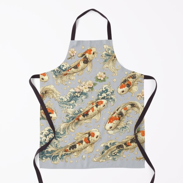 Item preview, Japanese Koi Fish Seamless Pattern | Traditional Sakura & Ocean Waves Botanical Illustration designed and sold by AvalonTshirts.