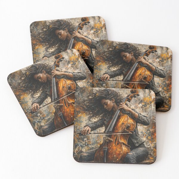 Item preview, Soulful Female Cellist – Urban Abstract Classical Music Art Print designed and sold by Kaleidoscope Print.