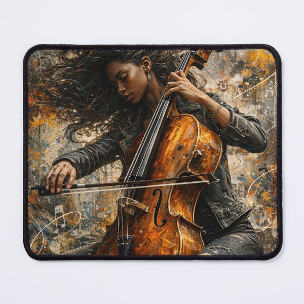 Item preview, Soulful Female Cellist – Urban Abstract Classical Music Art Print designed and sold by Kaleidoscope Print.