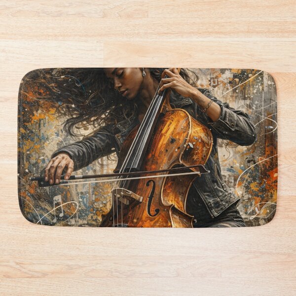 Item preview, Soulful Female Cellist – Urban Abstract Classical Music Art Print designed and sold by Kaleidoscope Print.