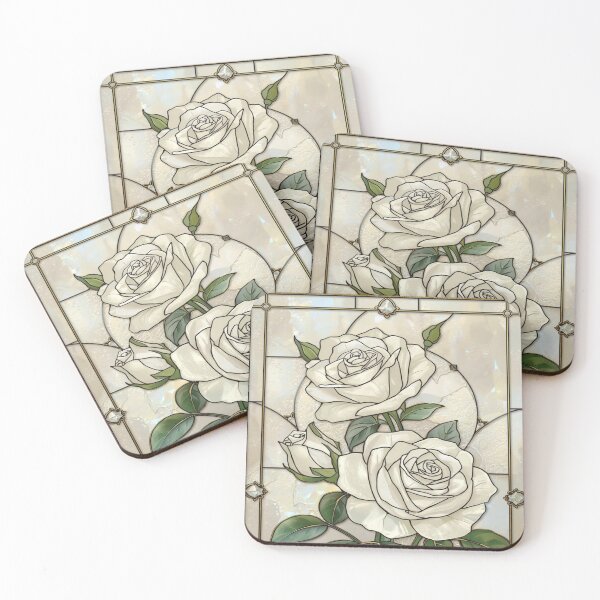 Item preview, White Roses Stained Glass Gothic Aesthetic Elegant designed and sold by BriSher.