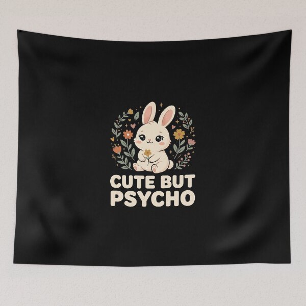Item preview, Cute But Psycho - Kawaii Bunny Cottagecore Flower designed and sold by dudelinart.