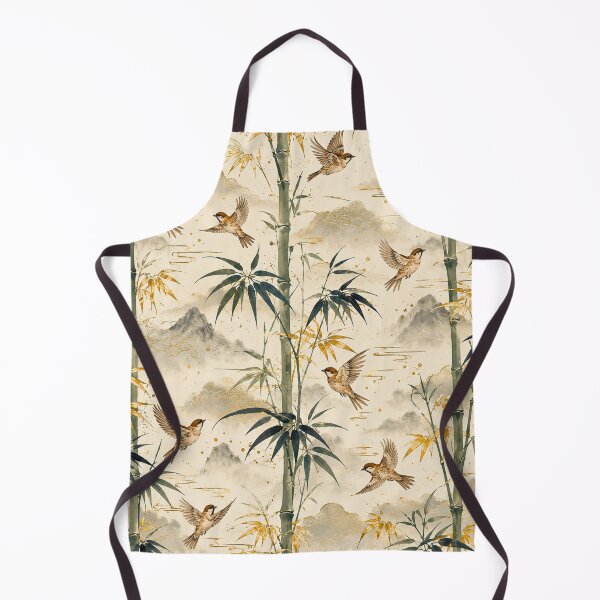 Item preview, Japanese Bamboo & Sparrow Seamless Pattern – Botanical Ink Wash Textile Design designed and sold by lavanya11.