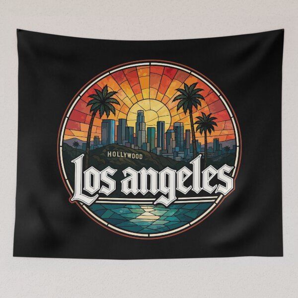 Item preview, Hollywood Los Angeles California Stained Glass Travel designed and sold by TomFrontierArt.