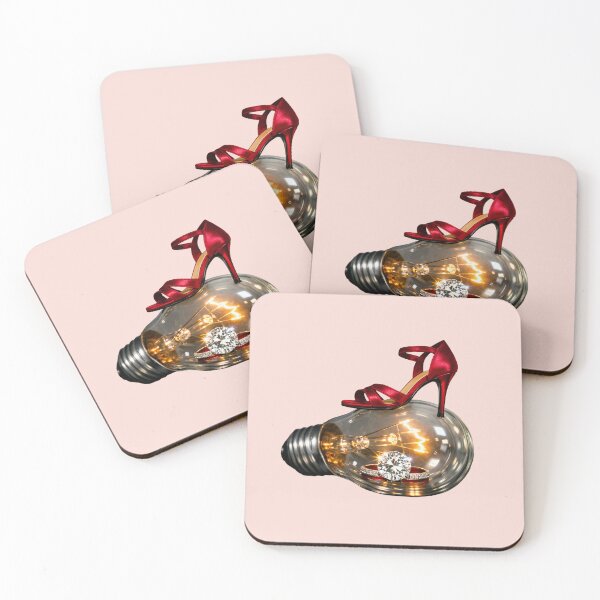 Item preview, Red Stiletto Shoe on Lightbulb with Diamond Ring — Luxury Surreal Art designed and sold by CreativeArtistL.