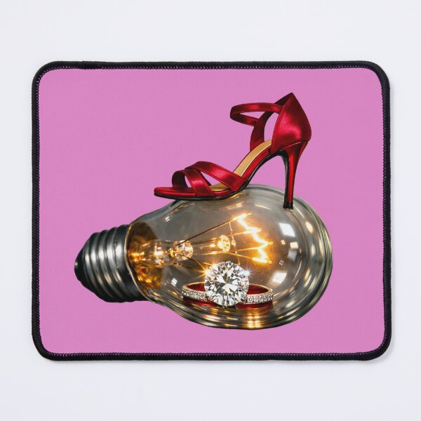Item preview, Red Stiletto Shoe on Lightbulb with Diamond Ring — Luxury Surreal Art designed and sold by CreativeArtistL.