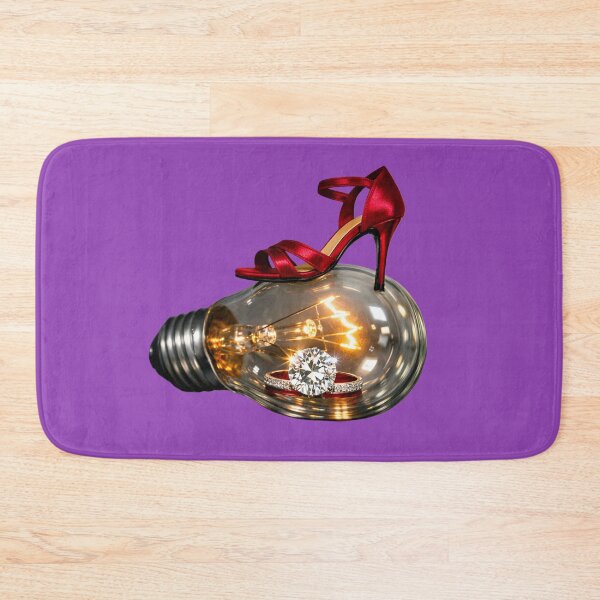 Item preview, Red Stiletto Shoe on Lightbulb with Diamond Ring — Luxury Surreal Art designed and sold by CreativeArtistL.