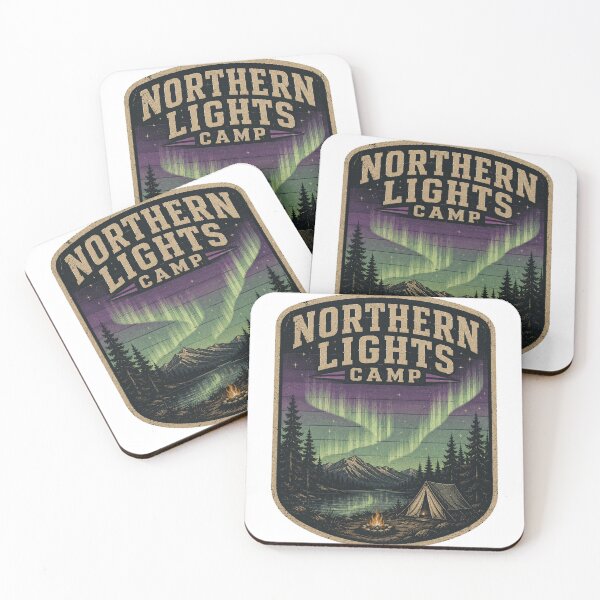 Item preview, Northern Lights Camp Retro Badge designed and sold by Vexorask.