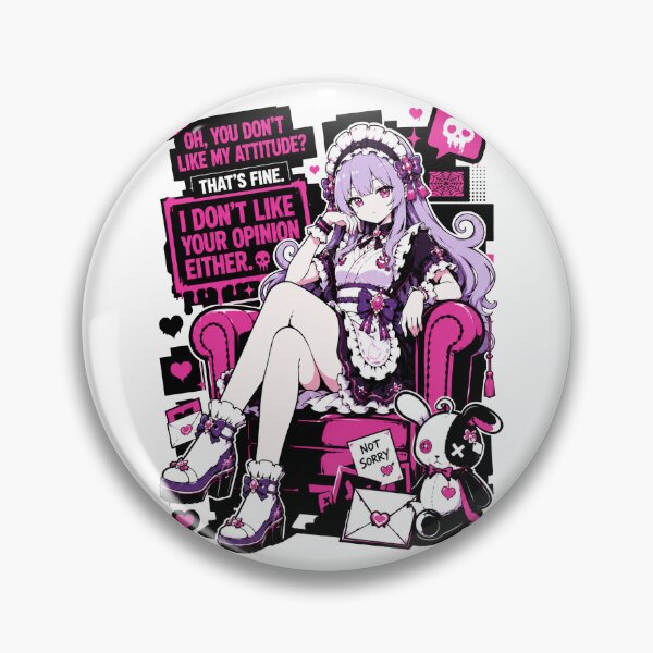 Item preview, Cute Gothic Anime Maid Attitude T-Shirt | Kawaii Pink Goth Girl "I Don't Like Your Opinion Either" designed and sold by MAID4U.
