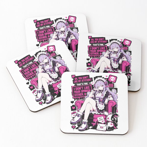 Item preview, Cute Gothic Anime Maid Attitude T-Shirt | Kawaii Pink Goth Girl "I Don't Like Your Opinion Either" designed and sold by MAID4U.