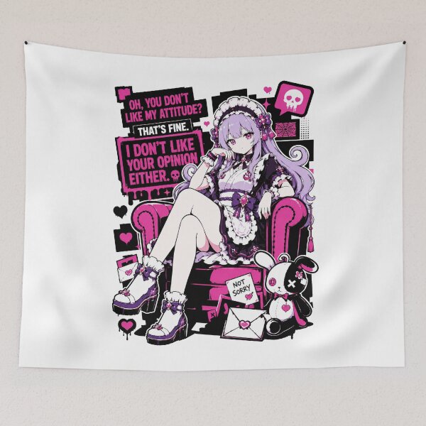 Item preview, Cute Gothic Anime Maid Attitude T-Shirt | Kawaii Pink Goth Girl "I Don't Like Your Opinion Either" designed and sold by MAID4U.