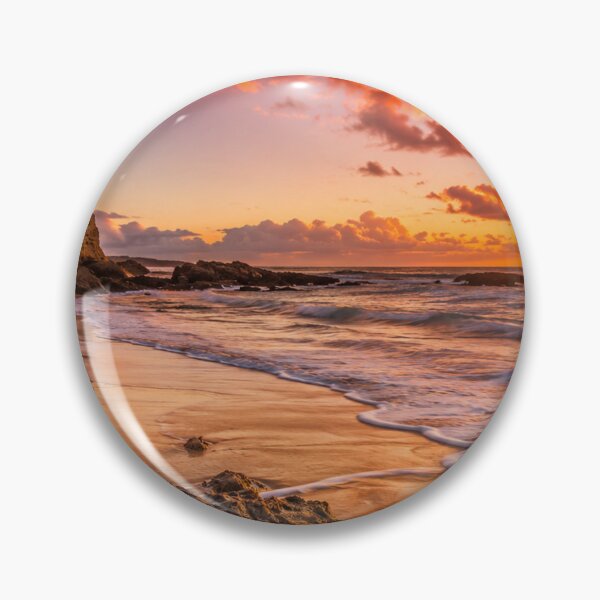 Item preview, Golden Sunset Beach with Coastal Cliffs and Rolling Ocean Waves designed and sold by Wild Bloom Paws.