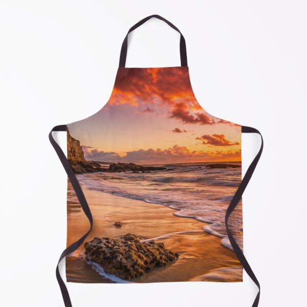 Item preview, Golden Sunset Beach with Coastal Cliffs and Rolling Ocean Waves designed and sold by Wild Bloom Paws.