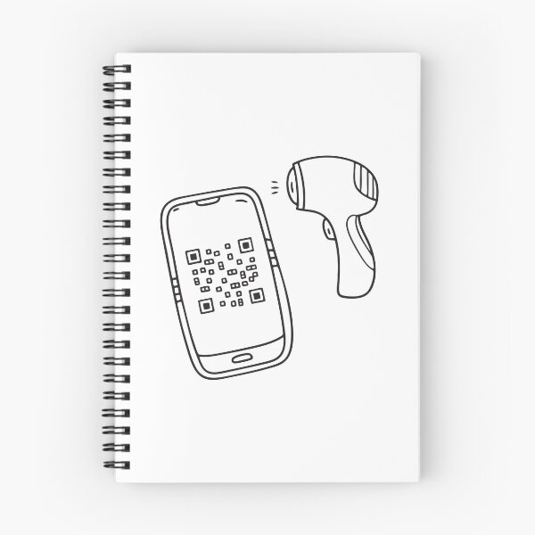 Item preview, A phone screen with a QR code near a scanner tool designed and sold by rasagamastore.