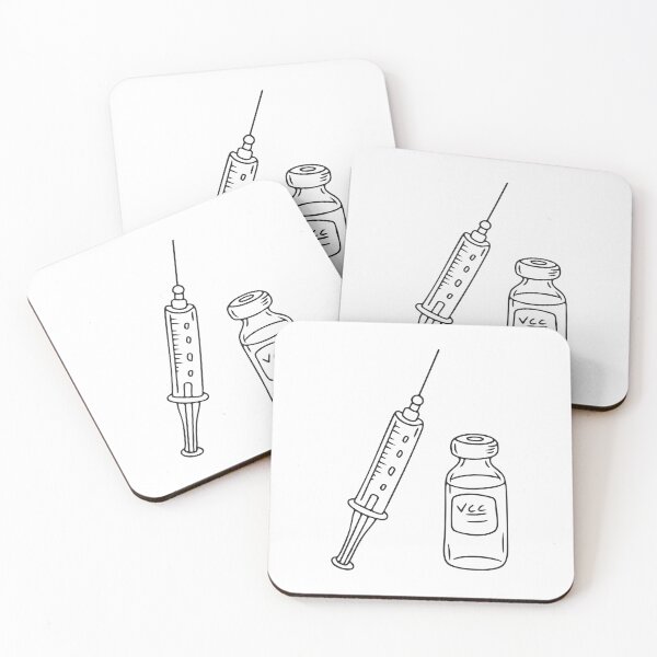 Item preview, A single vaccine vial beside a syringe on the table designed and sold by rasagamastore.