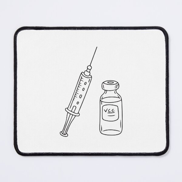 Item preview, A single vaccine vial beside a syringe on the table designed and sold by rasagamastore.