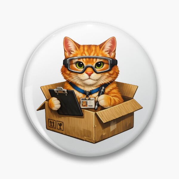 Item preview, Professional Box Inspector Orange Cat | Funny Delivery Box Cat Illustration designed and sold by builtforyou.