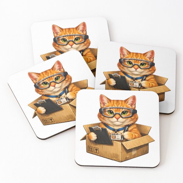 Item preview, Professional Box Inspector Orange Cat | Funny Delivery Box Cat Illustration designed and sold by builtforyou.