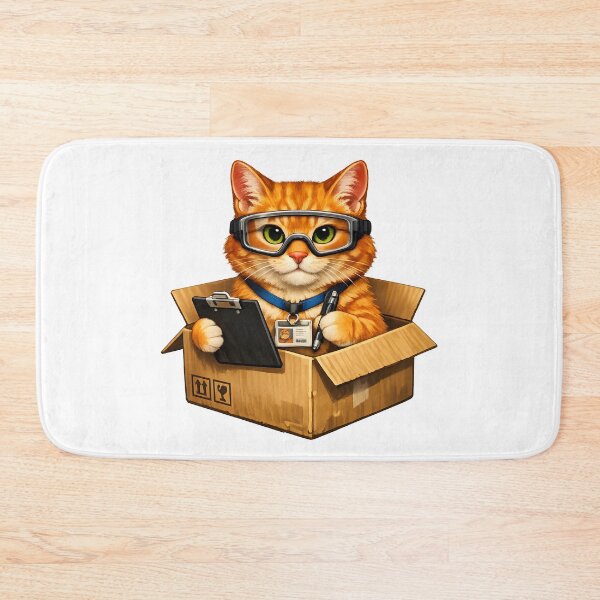 Item preview, Professional Box Inspector Orange Cat | Funny Delivery Box Cat Illustration designed and sold by builtforyou.