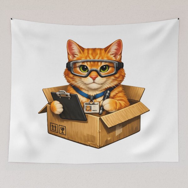 Item preview, Professional Box Inspector Orange Cat | Funny Delivery Box Cat Illustration designed and sold by builtforyou.