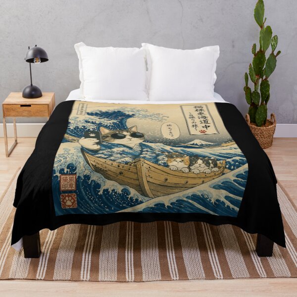 Item preview, Surfing Selfie Cat | Ukiyo-e Style Japanese Wave Illustration designed and sold by YunsCozyCorner.
