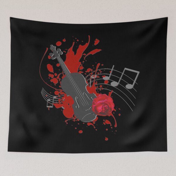 Item preview, Violin with rose pattern and music notes, musician top, creative gifts woman designed and sold by Kirei-Lily.