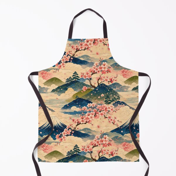 Item preview, Japanese Mount Fuji Cherry Blossom Seamless Pattern | Watercolor Landscape Textile Design designed and sold by lavanya11.