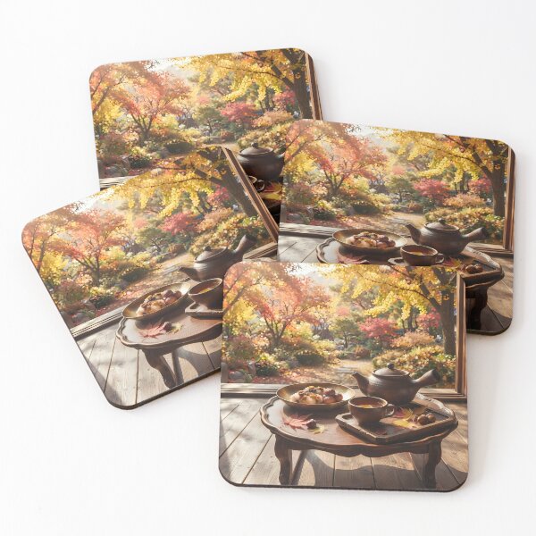 Item preview, Cozy Autumn Afternoon in a Traditional Hanok with Maple Leaves and Tea Art designed and sold by SOOstudio73.