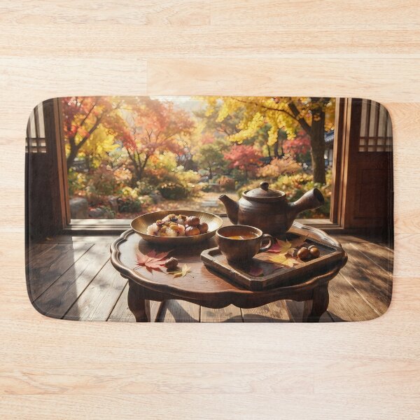 Item preview, Cozy Autumn Afternoon in a Traditional Hanok with Maple Leaves and Tea Art designed and sold by SOOstudio73.