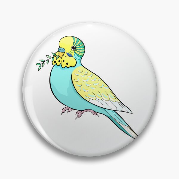 Item preview, Cute Budgie with Green Twig in Beak Art designed and sold by OrPolly.