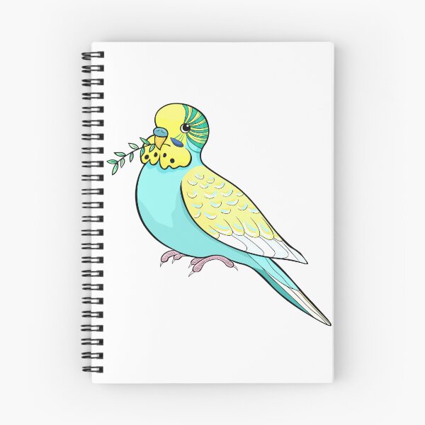 Item preview, Cute Budgie with Green Twig in Beak Art designed and sold by OrPolly.