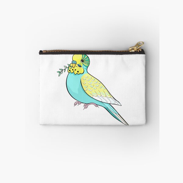 Item preview, Cute Budgie with Green Twig in Beak Art designed and sold by OrPolly.